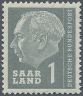 ** Saarland (1947/56): 1957, Probedruck 1 (Fr.) Heuss Grau, Postfrisch Mit Zwei Winzigen Stockpunkten, - Ungebraucht