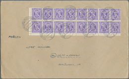 Br Bizone: 1945, 3 Pf Blauviolett AM-Post, 16er-Block Vom Unteren Bogenrand, Dabei Marke Auf Feld 95 Mi - Altri & Non Classificati