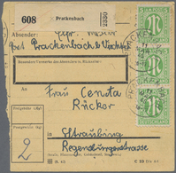 Br Bizone: 1945, 5 Pf Grün AM-Post, 18 Stück Als Massen-MeF Auf Paketkarte Mit Bayerischem Notstempel K - Altri & Non Classificati