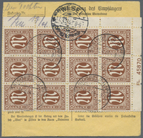 Br Bizone: 1945, 10 Pf AM-Post, 12er-Block Von Der Re. Unteren Bogenecke Mit Platten-Nr.45870, Als Port - Sonstige & Ohne Zuordnung