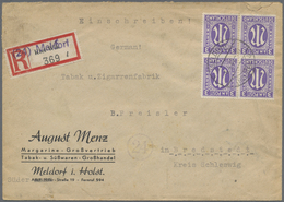 Br Bizone: 1945, 3 Pf AM-Post Engl. Druck, Gez. 14¼, 28 Stück Als Portogerechte Massen-MeF Auf Einschre - Altri & Non Classificati