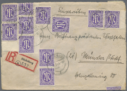 Br Bizone: 1945, 3 Pf AM-Post Engl. Druck, Gez. 14¼, 36 Stück Als Portogerechte Massen-MeF Auf Einschre - Autres & Non Classés