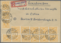 Br Bizone: 1945, 6 Pf Gelborange AM-Post Engl. Druck, 14 Stück Als Portogerechte Massen-MeF Auf Einschr - Other & Unclassified