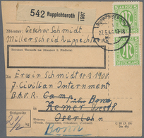 Br Bizone: 1945, 5 Pf AM-Post Dt. Druck, 12 Stück Als Massen-MeF Auf Paketkarte Von Ruppichteroth, 27.5 - Autres & Non Classés