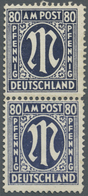 (*) Bizone: 1945, Freimarken AM-Post 80 Pfg., Deutscher Druck Als Thobe-Fälschung Im Senkrechten Zusamme - Autres & Non Classés