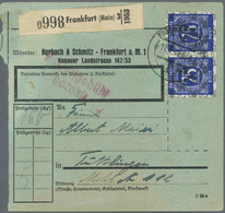 Br Bizone: 1948, 75 Ziffer Netzaufdruck, Waager. Paar Als Portogerechte MeF Auf Paketkarte Von Frankfur - Altri & Non Classificati