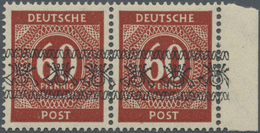 **/ Bizone: 1948, Ziffern 60 Pf. Mit Kopfstehendem Bandauffdruck Im Einwandfrei Postfrischen Paar, Fotob - Sonstige & Ohne Zuordnung