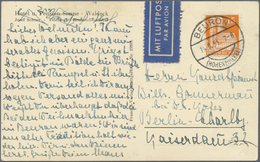 Br Bizone: 1948, 15 Pf Orange Bauten, Portogerechte EF Auf Luftpost-Postkarte Von Beuron (Hohenzollern) - Altri & Non Classificati