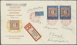 Bundesrepublik Deutschland: 1949, 100 Jahre Deutsche Briefmarken Je Als MeF Von Zwei Bzw. Drei Marke - Autres & Non Classés