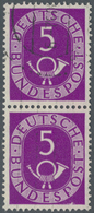 O Bundesrepublik Deutschland: 1951, 5 Pfg. Posthorn Im Senkrechten Paar, Obere Marke Mit Plattenfehler - Sonstige & Ohne Zuordnung