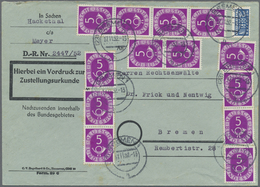 Br Bundesrepublik Deutschland: 1951, 5 Pf Posthorn, 13 Stück Als Portogerechte Massen-MeF Auf Zustellur - Sonstige & Ohne Zuordnung