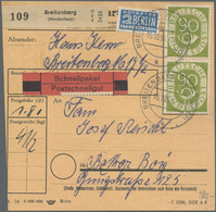 Br Bundesrepublik Deutschland: 1951, 90 Pfg Posthorn Im Senkr. Paar Auf Schnellpaketkarte Aus Breitenbe - Autres & Non Classés