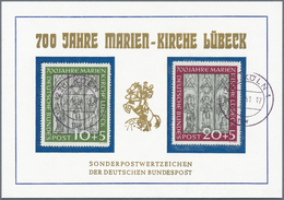 Bundesrepublik Deutschland: 1951, Marienkirche 10+5 Pf Sowie 20+5 Pf Auf Nicht Gelaufener Souvenirka - Sonstige & Ohne Zuordnung
