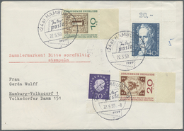 Br Bundesrepublik Deutschland: 1951/1959, 10 U. 20 Pf Wuppertal In Senkr. Paaren A. R-Bf. Aus Wiesbaden - Autres & Non Classés