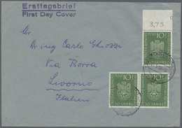 Br/ Bundesrepublik Deutschland: 1953, 10 Pfg. Deutsches Museum Dreimal Auf Brief Von Ersttag Ab (22a) M. - Autres & Non Classés