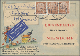 Br Bundesrepublik Deutschland: 1954, 4 Pf Heuss, Je 3 Marken (u.a. 3er-Streifen) Als Portogerechte MeF - Autres & Non Classés