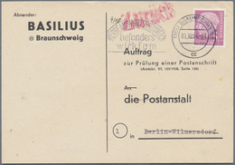 Br Bundesrepublik Deutschland: 1954, 5 Pfg. Heuss Einzelfrankatur Auf Auftrag Zur Prüfung Einer Postans - Altri & Non Classificati