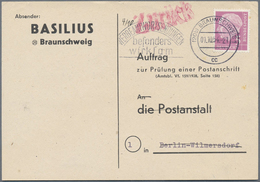 Br Bundesrepublik Deutschland: 1954, 5 Pfg. Heuss Einzelfrankatur Auf Auftrag Zur Prüfung Einer Postans - Autres & Non Classés