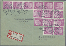 Br Bundesrepublik Deutschland: 1954, 5 Pf Heuss, 14 Stück Als Portogerechte Massen-MeF Auf Einschreibeb - Autres & Non Classés