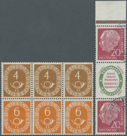 **/O Bundesrepublik - Zusammendrucke: 1951, Posthorn 4 + 6 Pf., Drei Postfrische Senkrechte Zdr. Als Einh - Se-Tenant