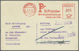 Br Bundesrepublik - Besonderheiten: 1953, 9.5. (24b) Bredstedt (Schleswig) Roter 5 Pfg. Firmenfreistpl. - Autres & Non Classés