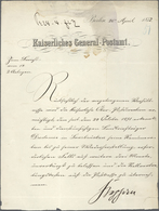 Autographen: 1872, 20. April, Briefbogen Des Kaiserlichen General-Postamts Mit Handschriftlichem Bri - Sonstige & Ohne Zuordnung