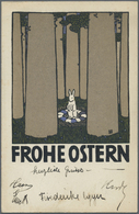 Ansichtskarten: Künstler / Artists: WIENER WERKSTÄTTE, WW 145 Urban Janke "FROHE OSTERN", Mit Gelber - Non Classificati