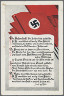 Ansichtskarten: Propaganda: 1933 (ca). Farbkarte Mit Abb. HK-Fahnen Und Text Des "Horst-Wessel-Liede - Partis Politiques & élections