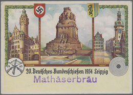 Ansichtskarten: Propaganda: 1934, "20. Deutsches Bundesschießen Leipzig" Offiz. Festpostkarte Nr. 1 - Partis Politiques & élections