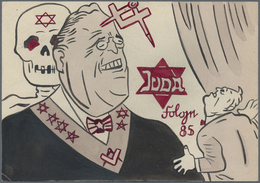 Ansichtskarten: Propaganda: Antisemitismus - "JUDA - (Roosevelt)", "Folge 85", Zutiefst Antijüdische - Parteien & Wahlen