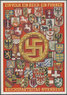 Ansichtskarten: Propaganda: 1938, "REICHSPARTEITAG NÜRNBERG EIN VOLK EIN REICH EIN FÜHRER", Farbige - Partiti Politici & Elezioni