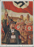 Ansichtskarten: Propaganda: 1938, Reichsparteitag-Karte Mit Fahnenträger Und SA-Mann Sowie Standarte - Partiti Politici & Elezioni