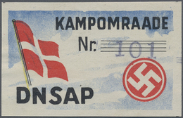 (*) Ansichtskarten: Propaganda: 1941 (ca.), Extrem Seltene Farbige Vignette Der NSDAP KAMPOMRAADE Aus Dä - Partis Politiques & élections