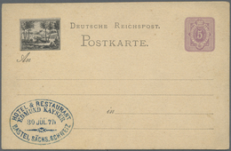 GA Ansichtskarten: Vorläufer: 1875. Postkarte 5 Pf Ziffer Mit Vs. Links Oben Aufgeklebtem Bild "Bäume V - Ohne Zuordnung