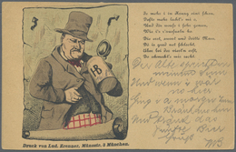 Ansichtskarten: Vorläufer: 1882, MÜNCHEN, Biertrinker Mit Hofbräu Krug "Je Mehr I In Kruag Eini Scha - Non Classificati