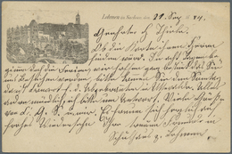 Ansichtskarten: Vorläufer: 1884, LOHMEN In Sachsen, Vorläuferkarte Mit Schwarzer Stadtansicht, Mit 5 - Non Classés