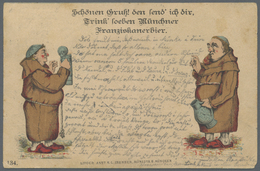 Ansichtskarten: Vorläufer: 1885, MÜNCHEN, Franziskanerbier Und Mönche, Gestempelt München, Stark Fle - Zonder Classificatie
