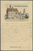 Ansichtskarten: Vorläufer: 1887, NEUSCHWANSTEIN Königl. Schloss, Frühe Farbige Hochformatige AK (wah - Ohne Zuordnung