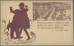 Ansichtskarten: Vorläufer: 1890 (ca.), "Gruß Aus Hamburg 1.", Zwei Weinselige Und Bild Binnenalster, - Ohne Zuordnung
