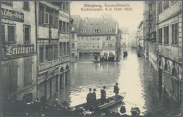 Ansichtskarten: Bayern: WÜRZBURG (alte PLZ 8700), 16 Historische Ansichtskarten HOCHWASSER 1909, Bis - Altri & Non Classificati