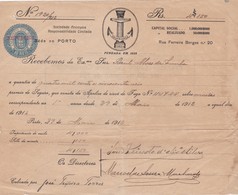 PORTUGAL - COMPANHIA SEGURANÇA - PORTO - FISCAL - IMPOSTO DE SELO 1912 - Portugal