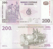 Kongo (Kinshasa) Pick-number: 99a Uncirculated 2007 200 Francs - Ohne Zuordnung