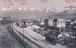 Stäfa, Bahnhof Und Post, Chemin De Fer (4.8.1909) - Stäfa