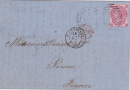 ANGLETERRE  1871 LETTRE DE NEWCASTLE POUR ROUEN - Brieven En Documenten