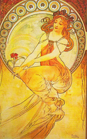 SIGNED ILLUSTRATION, ALPHONSE MUCHA- YOUNG WOMAN - Mucha, Alphonse