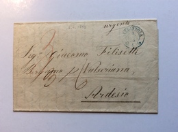 BELLINZONA 1853 (Tessin TI) Brief > ARDESIO Bergamo Per VAL SERIANA (Schweiz Lettera Cover Lombardo-Veneto Italia - Storia Postale