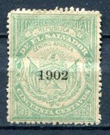 SALVADOR - Timbre Municipal De 1899 Surchargé 1902 (50 Centavos Vert) - El Salvador