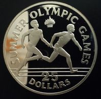 JAMAICA 25 DOLLARS 1988 SILVER PROOF "Summer Olympics Games " Free Shipping Via Registered Air Mail - Jamaique