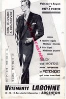 36- ARGENTON SUR CREUSE- RARE DOUBLE BUVARD VETEMENTS LABONNE -10 RUE AUCLERT DESCOTTES-MODE HOMME FEMME ENFANT - Vestiario & Tessile