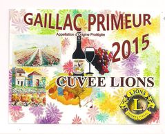 étiquette - Gaillac Primeur 2015 - Cuvée Lions - Lions International - - Gaillac
